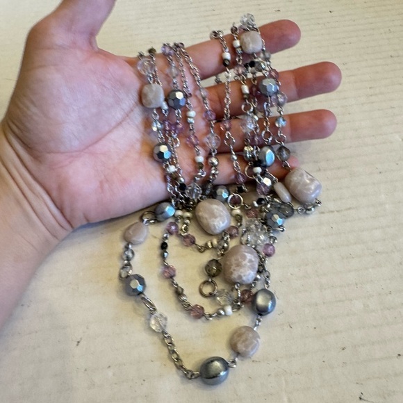 Lia Sophia "Sugar Plum" 5-Strand Necklace Genuine Jade Silver Tone Beaded - Picture 16 of 16